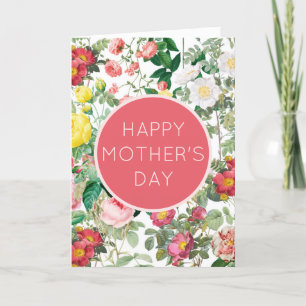 Tarjeta Festiva Rosas florales invitan el día de la madre en el ja