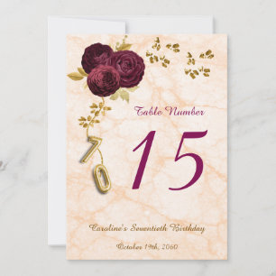Tarjeta Festiva Rosas ingleses número de tabla de cumpleaños 70