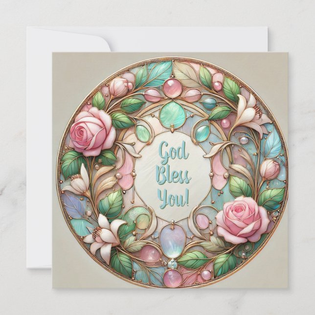 Tarjeta Festiva Rosas irlandeses y bendiciones de canicas (Anverso)