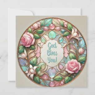 Tarjeta Festiva Rosas irlandeses y bendiciones de canicas