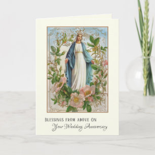 Tarjeta Festiva Rosas religiosas Virgen María Boda católica