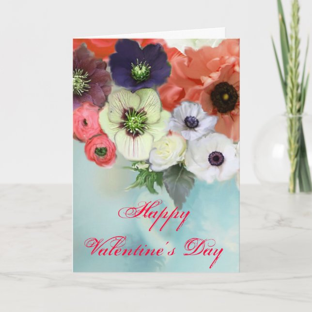 Tarjeta Festiva ROSAS ROJAS BLANCAS el día de San Valentín, FLORES (Anverso)