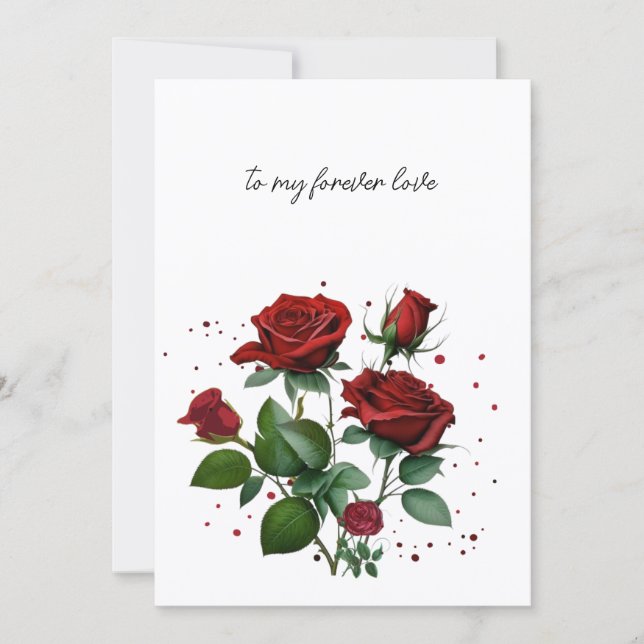 Tarjeta Festiva Rosas Rojas de San Valentín (Anverso)