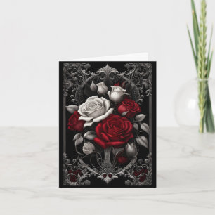 Tarjeta Festiva Rosas rojos y blancos organizan San Valentín Gótic
