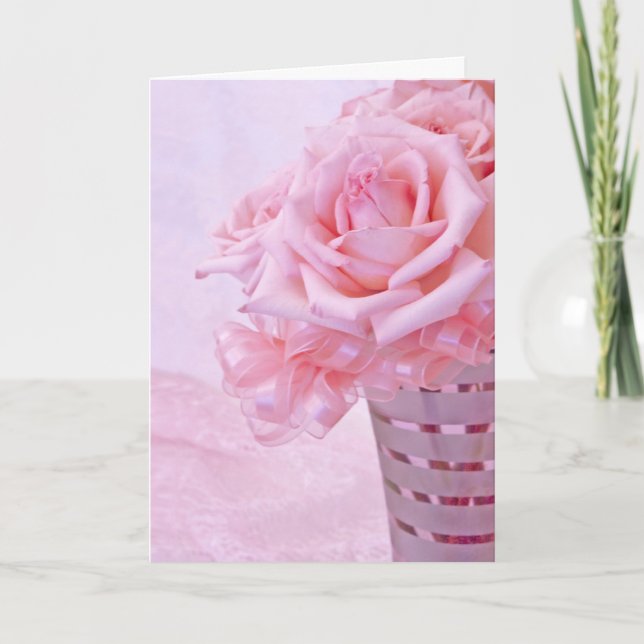 Tarjeta Festiva Rosas rosadas IV (Anverso)