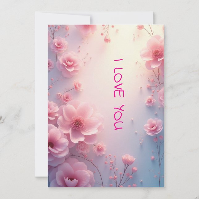 Tarjeta Festiva Rosas rosadas te amo (Anverso)