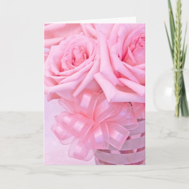 Tarjeta Festiva Rosas rosadas V (Anverso)