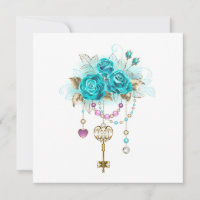 Rosas turquesas con llaves