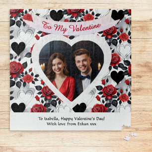 Tarjeta Festiva Rosas y Corazones Románticos Personalizados para S