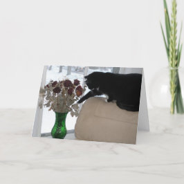 Tarjeta Festiva Rosas y el gato