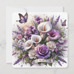 Tarjeta Festiva Rosas y Lirios de Calla Mejor Mamá del Mundo