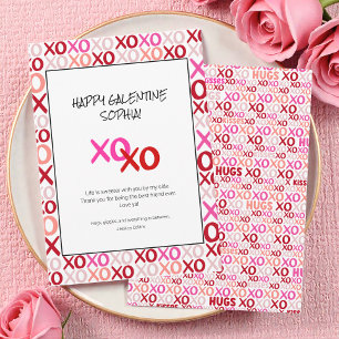 Tarjeta Festiva Rosas y Rojas Galentines XOXO Amiga Moderna Favori