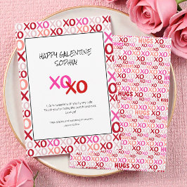 Tarjeta Festiva Rosas y Rojas Galentines XOXO Amiga Moderna Modern