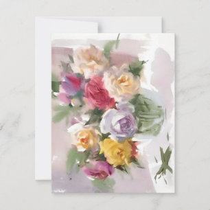 Tarjeta Festiva Rose Bouquet In Watercolors