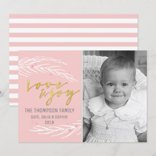 Tarjeta Festiva Rose Gold Amor y Alegría Fiesta Moderna