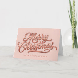 Tarjeta Festiva Rose Gold Retro Script Merry Christmas