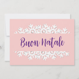 Tarjeta Festiva Rose Quartz, Violeta y Blanco Buon Natale