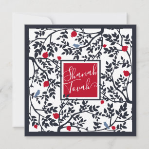 Tarjeta Festiva Rosh Hashaná Año Nuevo judío Shana Tovah en negro