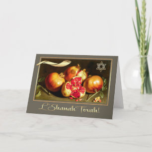 Tarjeta Festiva Rosh Hashanah   Año Nuevo Judío Arte Refinado