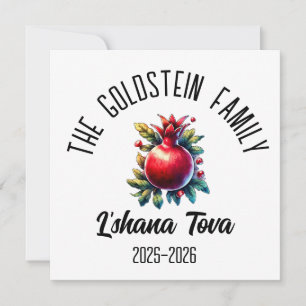 Tarjeta Festiva Rosh Hashanah Año Nuevo Judío Nombre Personalizado