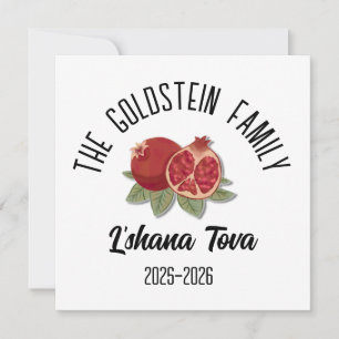 Tarjeta Festiva Rosh Hashanah Año Nuevo Judío Nombre Personalizado