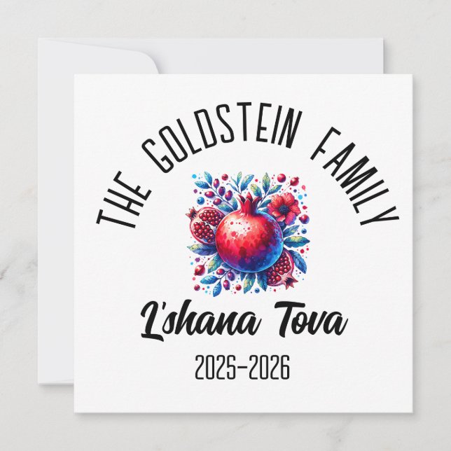 Tarjeta Festiva Rosh Hashanah Nombre personalizado del Año Nuevo J (Anverso)