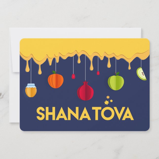 Tarjeta Festiva Rosh Hashanah SHANA TOVA Año Nuevo judío (Anverso)