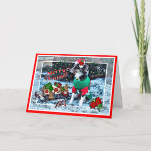 Tarjeta Festiva Rosie con trineo-personalizar