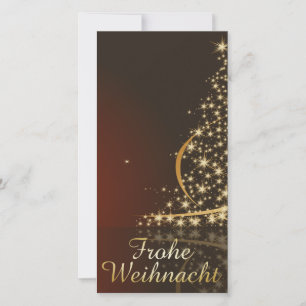 Tarjeta Festiva Rotes Weihnachtsmotiv mit goldenem Weihnachtsbaum