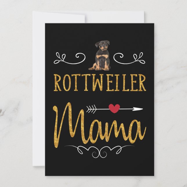 Tarjeta Festiva Rottweiler ama a mamá (Anverso)