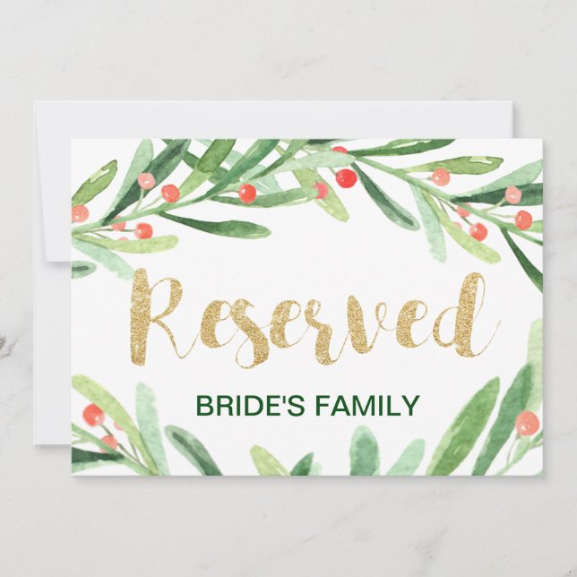 Tarjeta Festiva Rótulo reservado de los navidades Holly Wreath (Anverso)