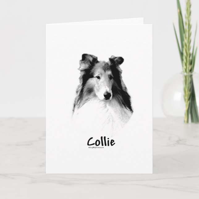 Tarjeta Festiva Rough Collie Charcarbón (Anverso)