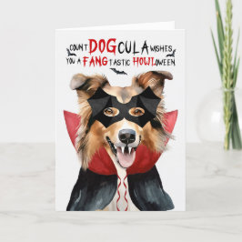 Tarjeta Festiva Rough Collie Dog Count DOGcula Halloween