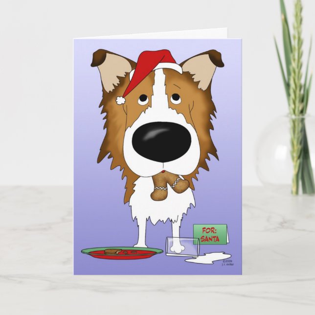 Tarjeta Festiva Rough Collie Navidades (Anverso)