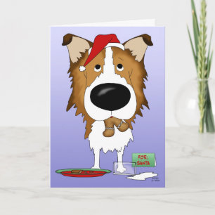 Tarjeta Festiva Rough Collie Navidades