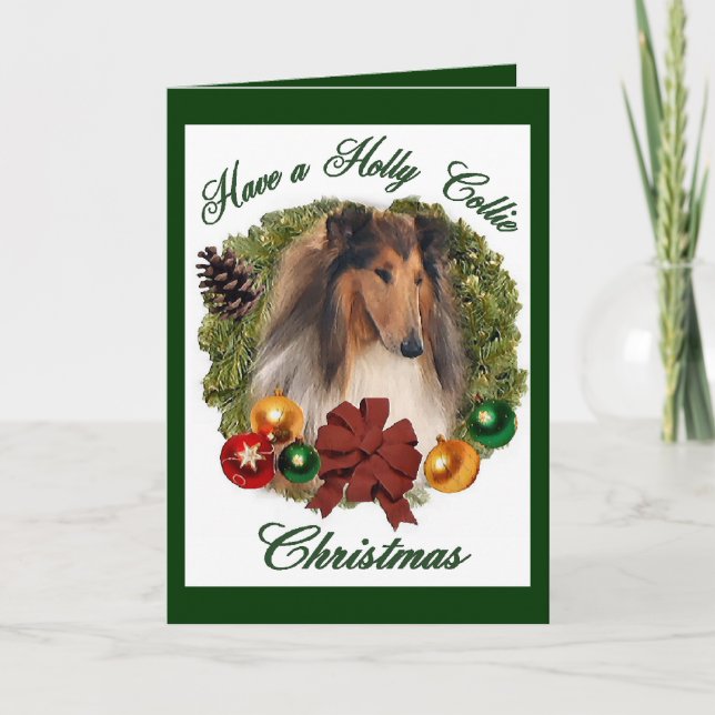 Tarjeta Festiva Rough Collie Navidades Regalos (Anverso)