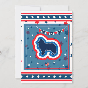 Tarjeta Festiva Rough Collie Patriótico Rojo Blanco Azul 4 de Juli