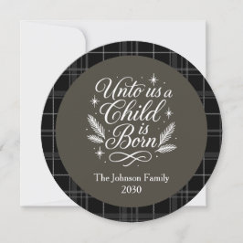 Tarjeta Festiva Round Photo Isaiah 9 6 Christmas