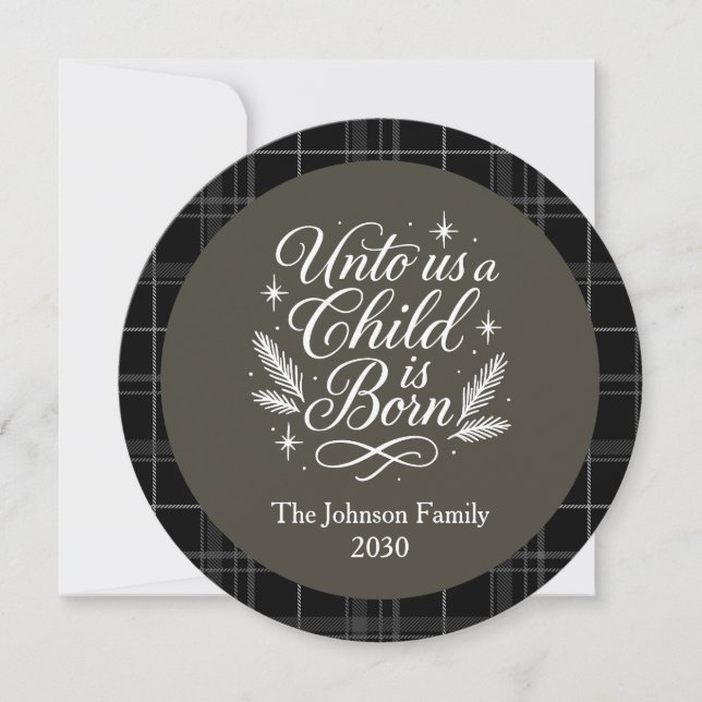 Tarjeta Festiva Round Photo Isaiah 9 6 Christmas (Anverso)