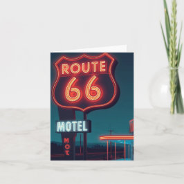 Tarjeta Festiva Route 66 Neon Motel Night Travel Art