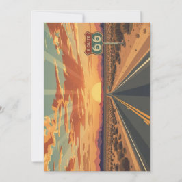 Tarjeta Festiva Route 66 Sunset Desert Road Travel Art