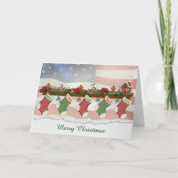 row of military Christmas stockings