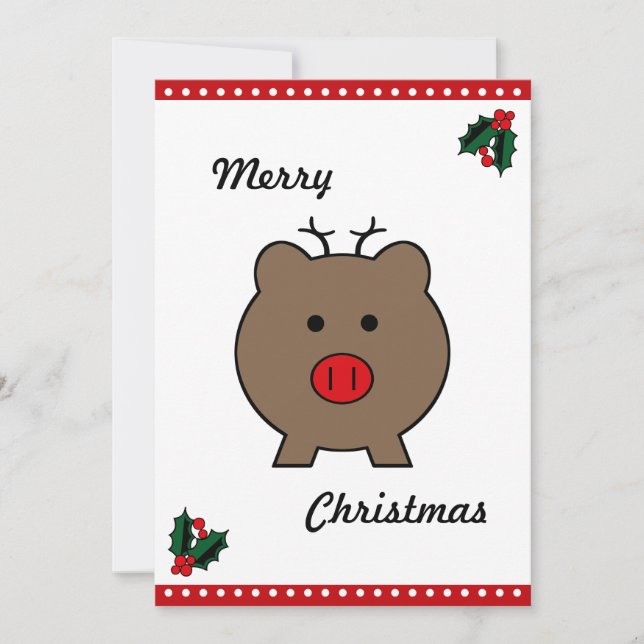 Tarjeta Festiva Roy el cerdo de los Navidades (Anverso)