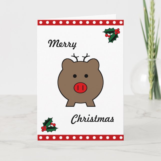 Tarjeta Festiva Roy el cerdo de los Navidades (Anverso)