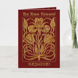 Tarjeta Festiva Royal Easter Brick Red and Gold (Personalizado)