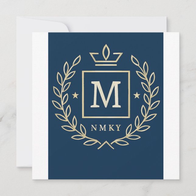 Tarjeta Festiva "Royal NMKY Emblem – Monogram M Crest Design" (Anverso)