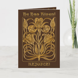 Tarjeta Festiva Roycroft Easter Brown and Gold (Personalizado)