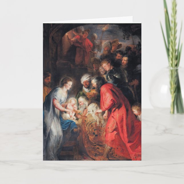 Tarjeta Festiva Rubens religiosa Jesús Virgen María José (Anverso)