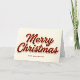 Tarjeta Festiva Ruby & Gold Retro Script Merry Christmas