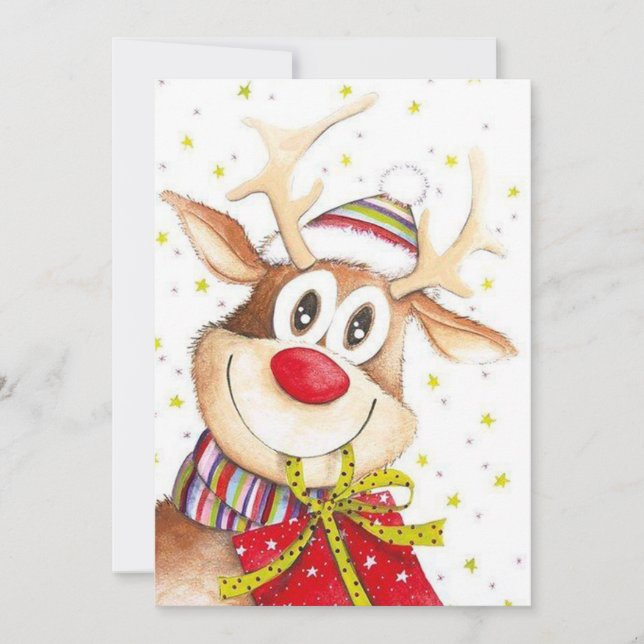 Tarjeta Festiva Rudolph (Anverso)